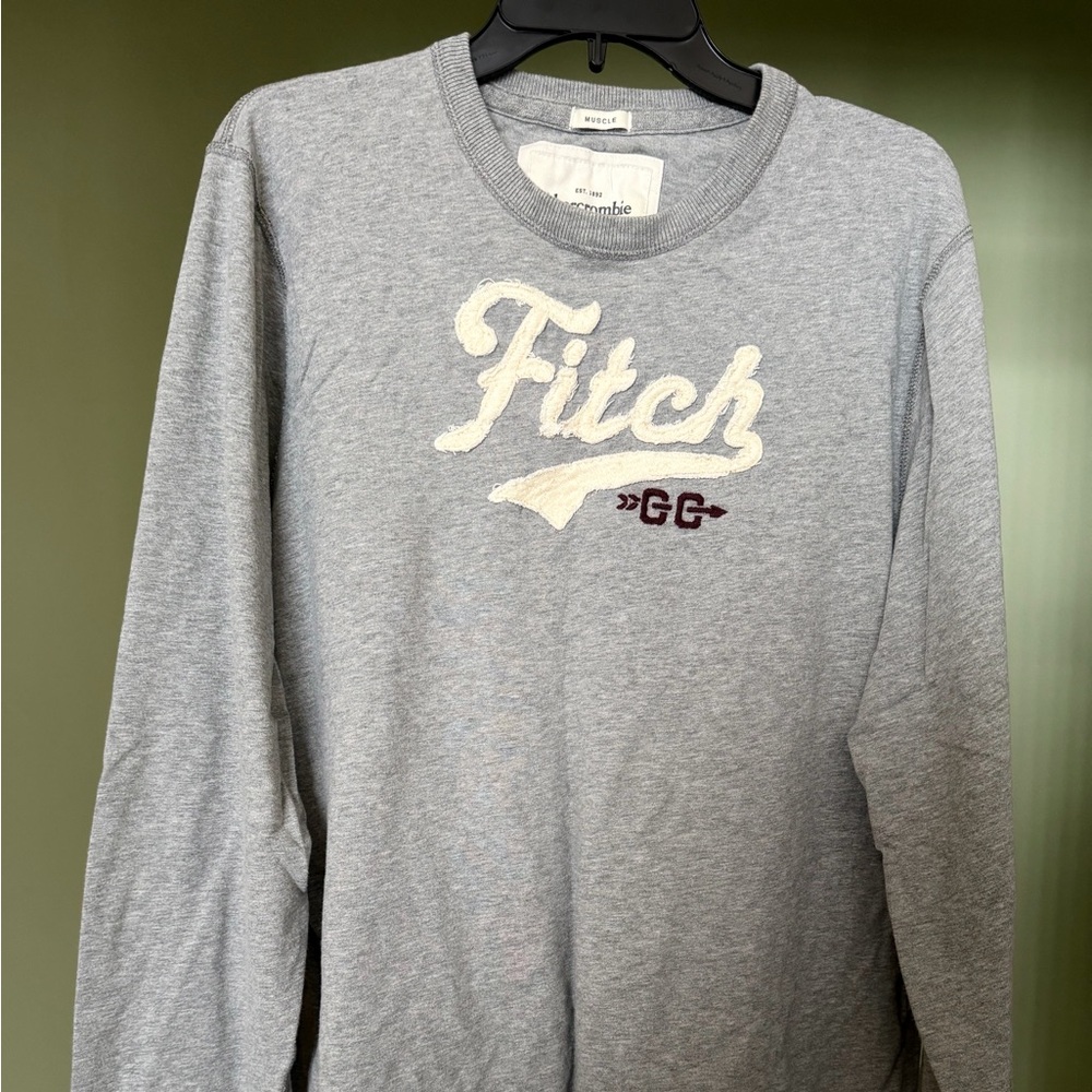 Vintage Abercrombie & Fitch Men’s Sweatshirt T-Shirt Long Sleeve Gray Sz XXL
